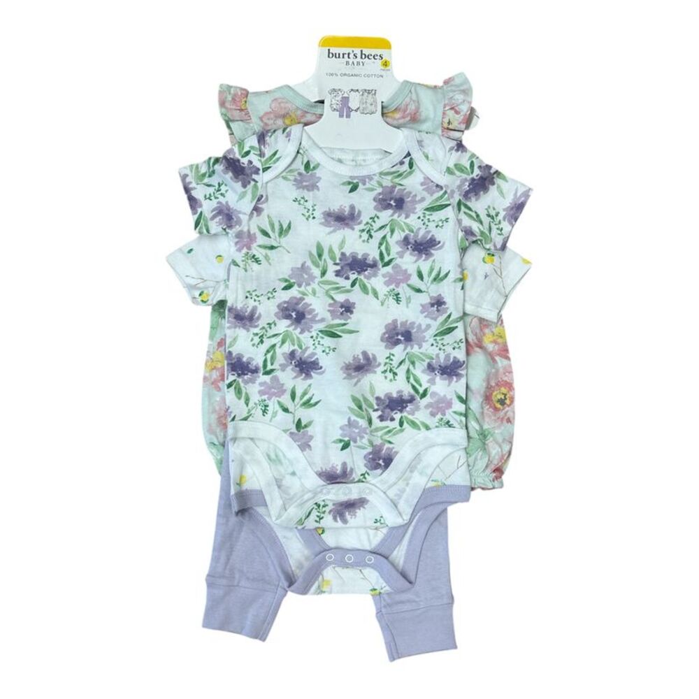 Burt's Bees Baby Toddler Girl Organic Cotton 4 Piece Playwear Set - Purple